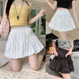 Chân váy Coquette skirt xòe phồng cạp chun đính nơ dáng váy bí Hàn Quốc - Xm genlyfashion GT24