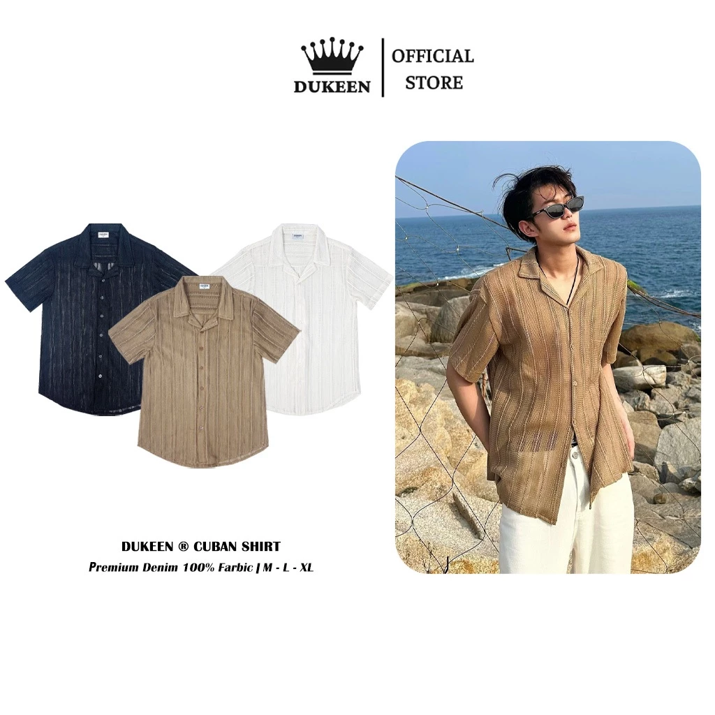 Áo Sơ Mi Cuban Shirt Tay Ngắn Nam Phong Cách Hàn Quốc, Dệt Lưới Thoáng Mát SM052