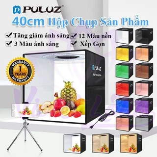 hộp chụp sản phẩm 40x40 hộp chụp sản phẩm Puluz 20x20 2 dãy đèn led siêu sáng tặng kèm 6 nền