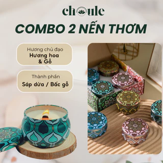 Combo 2 Nến Thơm Phòng CHOULE ,Sáp Dừa Không Khói Mùi Hương Thư Giản,Khử Mùi Không Khí , Làm Qùa Tặng  [120gram x2 ]