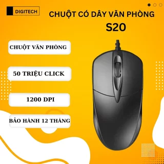 Chuột máy tính có dây văn phòng gaming  s20 giá rẻ Silent tắt âm chống ồn DPI 1200 chơi game cho laptop BH 12 tháng