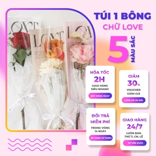 [Giá Rẻ] SET 20 Túi Đựng Hoa 1 Bông Chữ LOVE - Tập 20 Tờ | PhuKienQuaTang [ Hàng Loại 1 ]