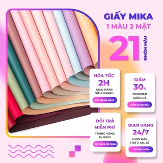 SET 10 - 20 tờ giấy gói hoa Mika 1 màu chống thấm nước, 21 màu sắc lựa chọn. Kích thước 58x58 cm