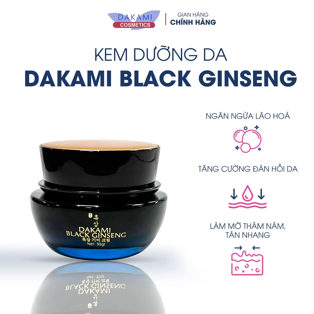 Kem Sâm Đen Dakami Black Ginseng Hàn Quốc - Hỗ trợ giảm mờ nếp nhăn, thâm nám, tàn nhang hộp 33G