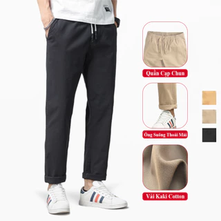 Quần Baggy Kaki Unisex Madela Basic Nam Nữ Cạp Chun, Quần Ống Rộng Dáng Suông Cạp Cao Phong Cách Hàn Quốc