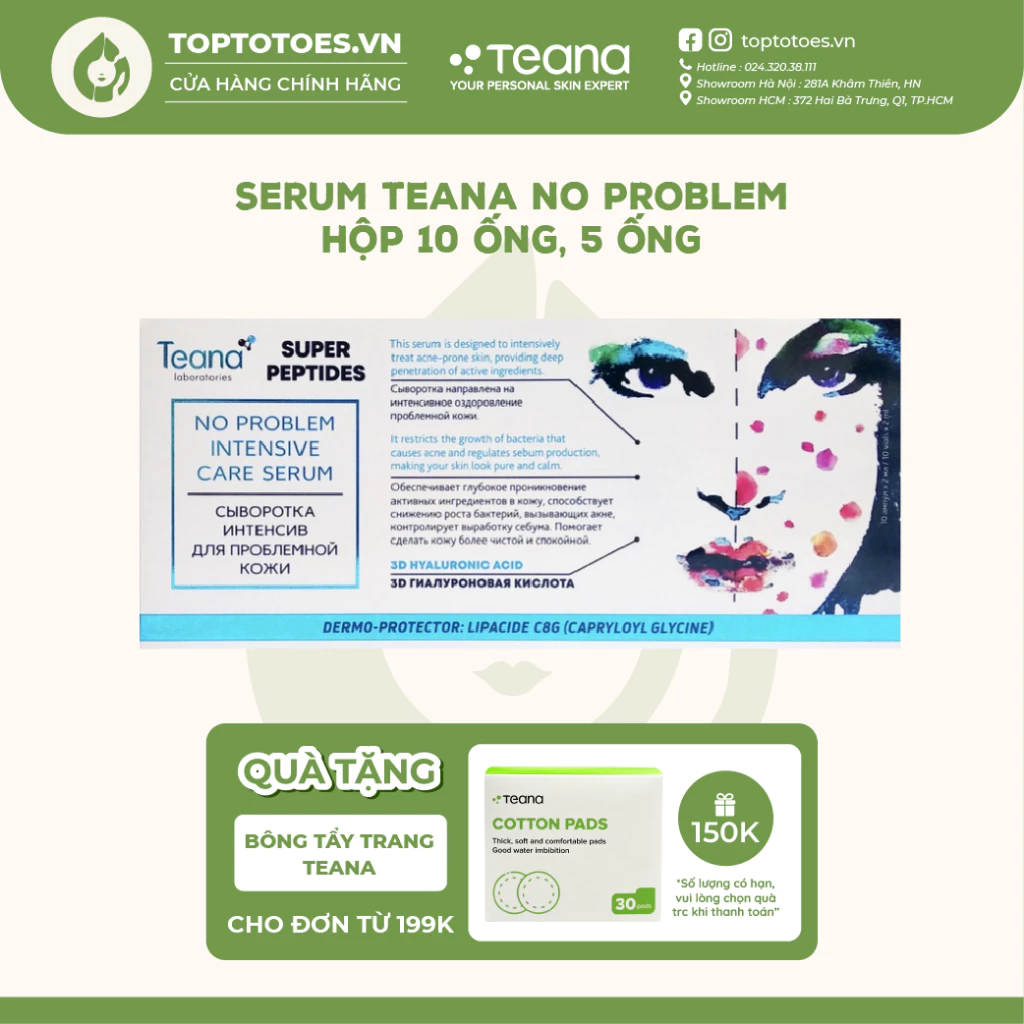Serum Teana Super Peptides No Problem Intensive Care giảm sưng, đẩy & gom cồi mụn, giảm tiết dầu