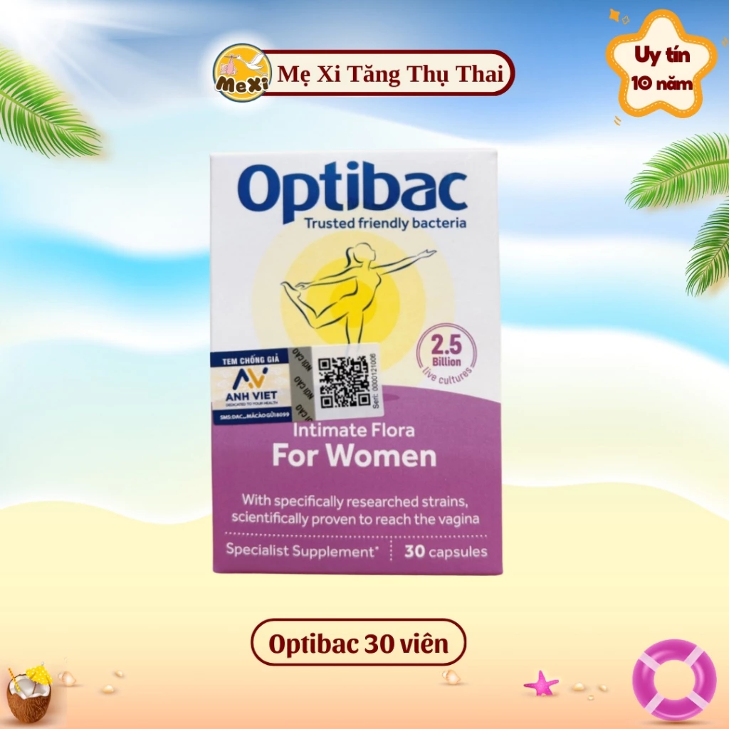 Mẹ Xi OptiBac Tím 30v hàng công ty có mã quét - men vi sinh phụ khoa, chăm sóc vùng kín