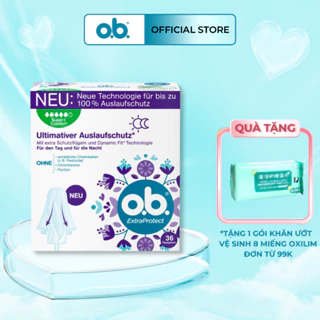 [Tampon o.b] Băng vệ sinh dạng ống tampon o.b extra protect super comfort 5 giọt 36 cái, không cần đẩy, không hương liệu