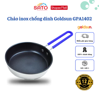 Chảo inox chống dính Goldsun GPA1402 đáy 3 lớp tay cầm bọc silicon phù hợp mọi loại bếp chính hãng