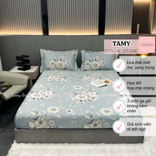 Ga Gối Lụa Thái Tamy Bedding Ga Gối Hình Hoa Không Có Chăn Chất Liệu Mềm Mại Mát Mẻ Phù Hợp Mùa Hè