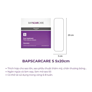 Miếng dán mờ sẹo BAPSCARCARE S CHÍNH HÃNG làm phẳng và mềm sẹo lồi, sẹo to, sẹo lâu năm hiệu quả