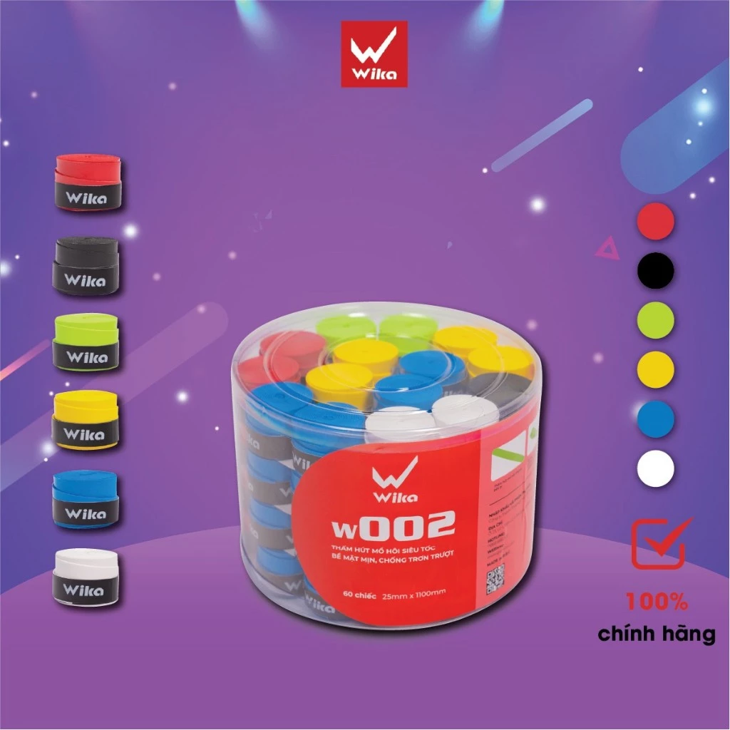 Quấn Cán Cầu Lông Wika W002, 100% PU Chống Mồ Hôi, Chống Nước Siêu Tốt.