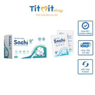 Gạc rơ lưỡi Sachi dịch chiết lá hẹ - Vệ sinh răng miệng cho bé - Hộp 10 gói