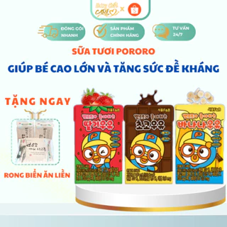 Sữa Nước Dinh Dưỡng Pororo Hàn Quốc Hương Chất Care Vị Chuối/ Dâu/ Socola, Sữa Tươi Pororo Hộp