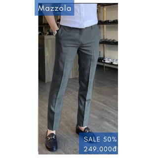 ( MAZZOLA SHOP ) Quần Tây Nam Màu Xám Đậm Form Slimfit Vải Cotton Co Giãn Nhẹ Chất Vải Dày Dặn