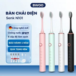 Bàn chải đánh răng điện Bwoo  Công nghệ Sóng Âm Kèm 8 đầu thay thế Hàng Chính Hãng Bảo Hành 12 Tháng