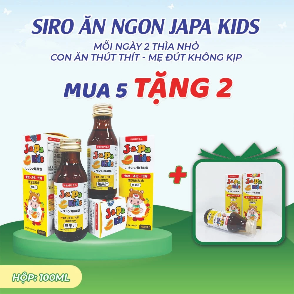 [ Combo 5 Tặng 2 ] Siro Ăn Ngon Japa Kids Chính Hãng Hỗ Trợ Bé Tăng Cân 100ml