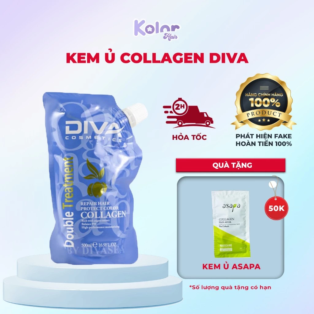[CHÍNH HÃNG]Kem ủ tóc DIVASEA collagen phục hồi tóc hư tổn, giữ màu dưỡng mượt tóc Collagen Protect Color 500ml