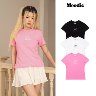 Áo Baby Tee thêu BUTTERFLY chất thun co dãn | MOODIE Brand