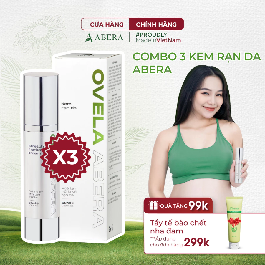 [COMBO 3] Kem Rạn Da Ovela Abera 50ML - Dưỡng Ẩm,  Giảm Rạn Cũ, Ngừa Rạn Mới, Kem Rạn Da Cho Mẹ Bầu