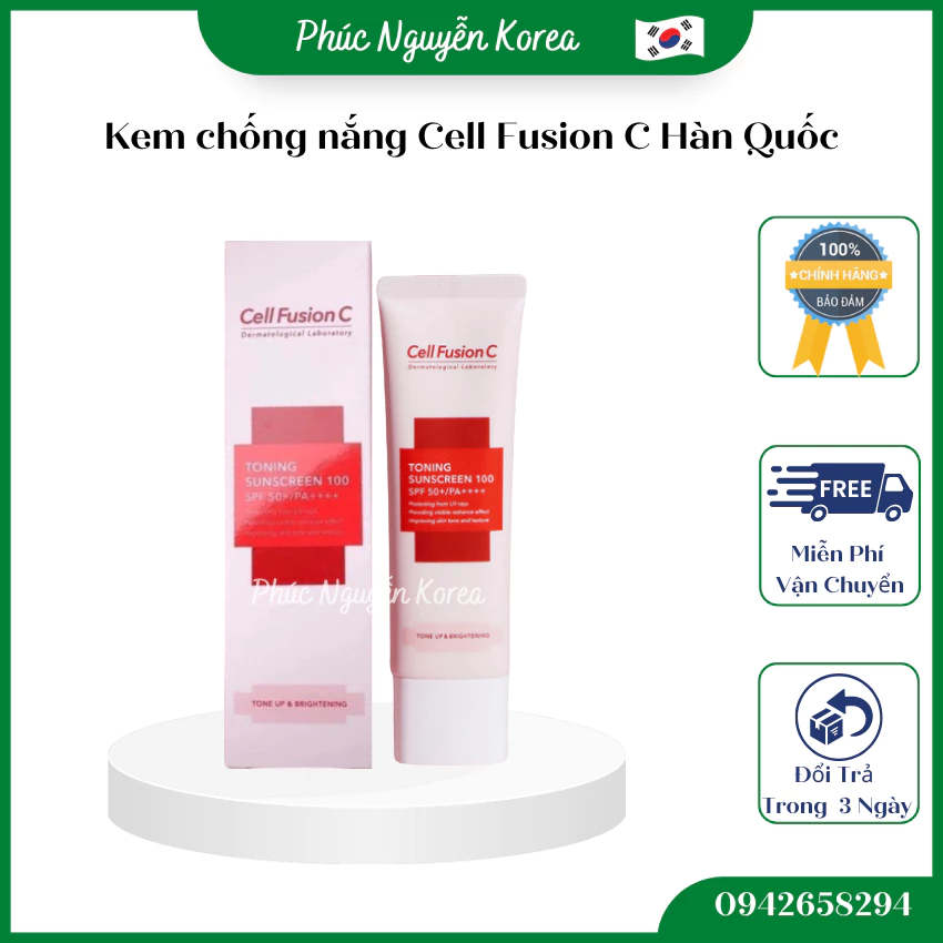 Kem chống nắng Cell Fusion C Hàn Quốc, Nâng Tone Che Khuyết Điểm Chỉ Số Chống Nắng SPF50+/PA+++