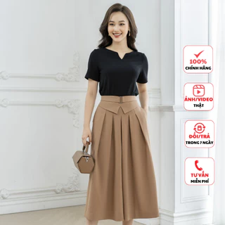 Áo thun nữ FIONA áo cotton bo gấu cổ mở v phong cách Hàn Quốc phù hợp đi làm đi chơi F522170