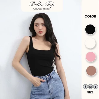 Áo ba lỗ nữ, Áo hai dây  cổ vuông dáng ôm chất thun cotton co giãn thoáng mát - Bella Top MS04