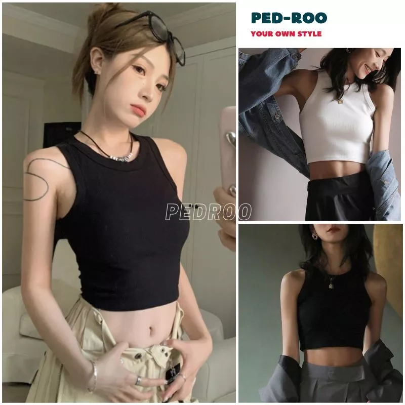 Áo Croptop Ba Lỗ Nữ NGƯỢC Trơn Ôm Body Chất Tốt, Áo CRT Kiểu nữ ôm thun gân mềm mát hai màu trắng đen phong cách ulzzanG