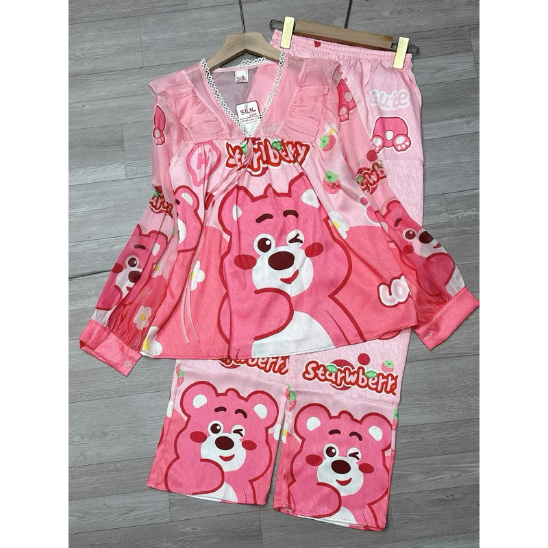 Đồ bộ pyjama lụa xước tiểu thư phối voan nhiều mẫu dễ thương (size 40-60kg)