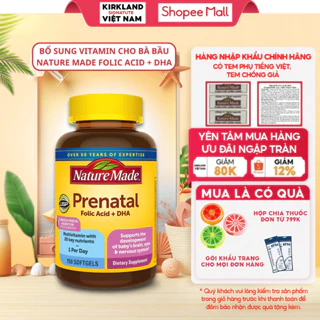 Vitamin tổng hợp cho bà bầu Nature Made Prenatal Folic Acid+DHA 150 viên bổ sung tất cả vitamin, khoáng chất thiết yếu