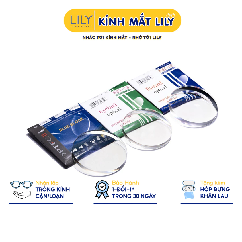 Tròng kính cận loạn có độ LILYEYEWEAR mắt kính chống ánh sáng xanh, đổi màu đi nắng chống tia UV400