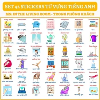 🔥SET 42 STICKER - CHỦ ĐỀ ROOMS IN THE HOUSE - CÁC VẬT DỤNG TRONG NHÀ🔥