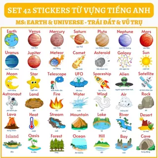 🔥SET 42 STICKERS - CHỦ ĐỀ VŨ TRỤ🔥