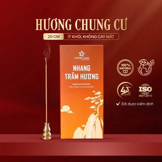 Hương trầm sạch, không cuốn tàn THIÊN MỘC HƯƠNG nhang thơm dịu hộp 200 nén 20cm thích hợp cho căn hộ