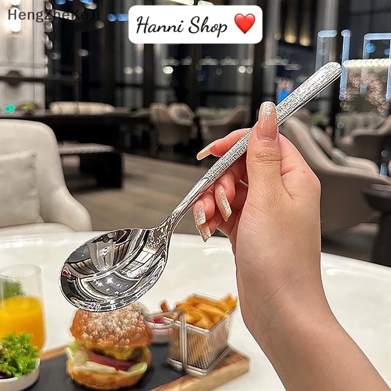 Set 10 Thìa Súp, Thìa Ăn Cơm inox xịn cán sần siêu hot hit, inox không han gỉ
