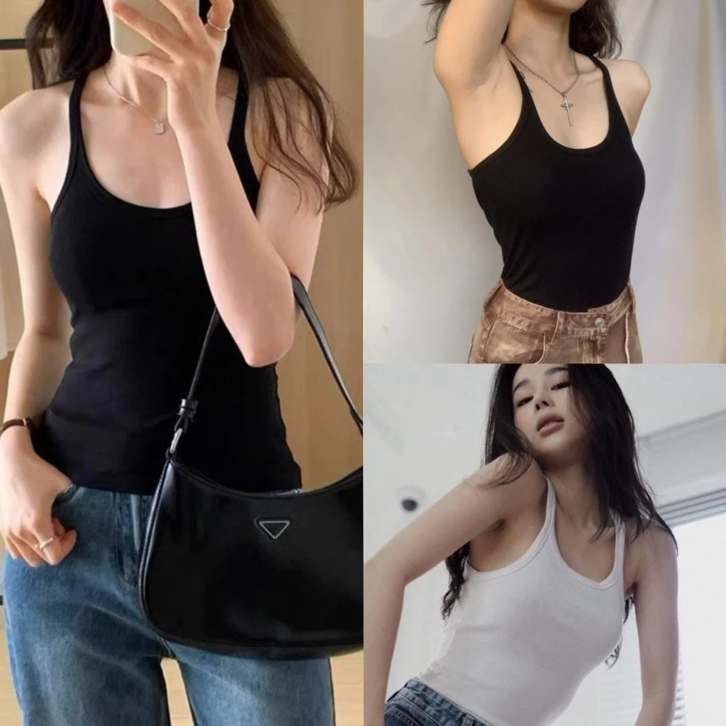 Áo ba lỗ trơn 2 dây - Áo Tanktop fom dài chất tăm thái xuất khẩu Lamvie_clothing A090