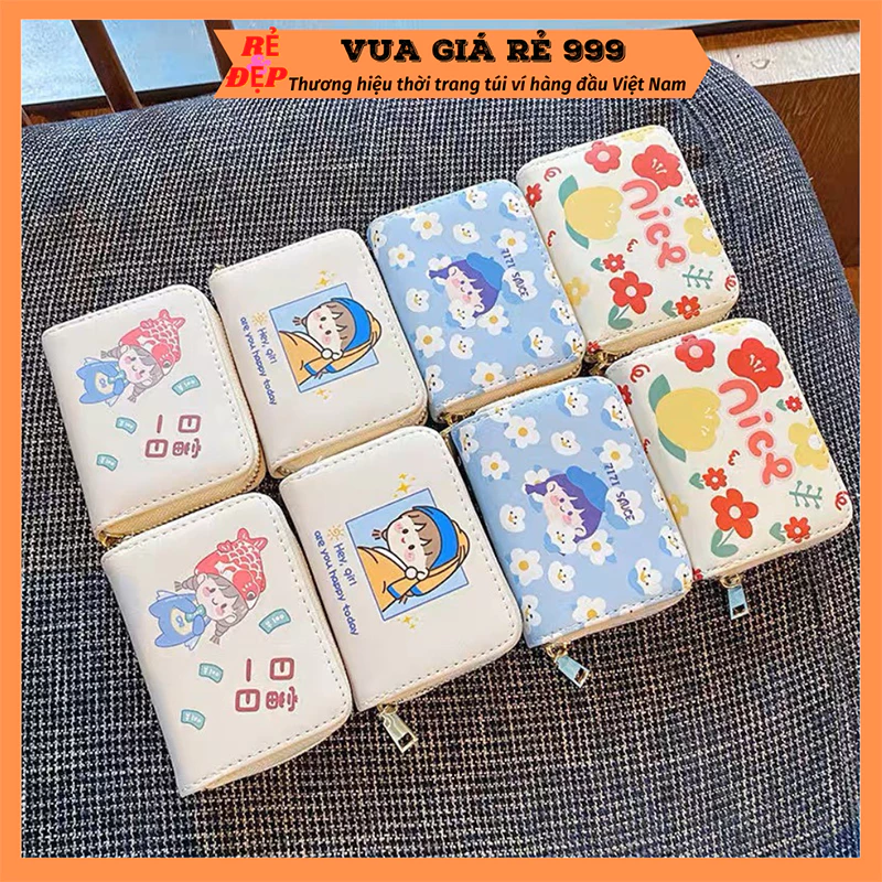 Ví nữ ngắn mini cầm tay nhiều ngăn đựng tiền để thẻ giá rẻ nhỏ gọn bỏ túi thời trang hàn quốc cute dễ thương VN115