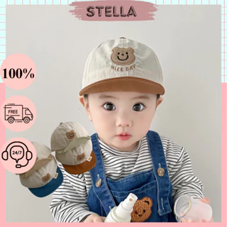 Mũ lưỡi trai gấu thêu mềm cho bé 6-24 tháng tuổi. Nón kết trẻ em vòng đầu 43-51cm. Stella shop