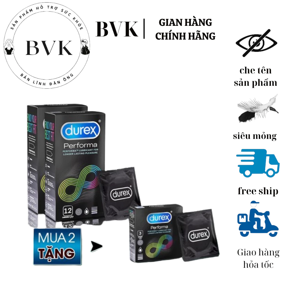 [combo 2 hộp tặng 1 hộp] combo 2 hộp 24 chiếc Bao Cao su Durex Performa siêu mỏng tặng 1 hộp 3 chiếc