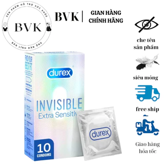 Bao cao su Durex Invisible siêu mỏng size 52mm, hộp 10 bao BVK Shop