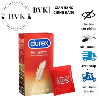 Bao cao su Durex Fetherlite siêu mỏng size 52mm hộp 12 chiếc