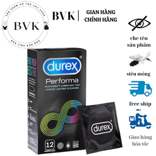 Bao cao su Durex Performa kéo dài thời gian, size 52mm hộp 12 bao BVK shop