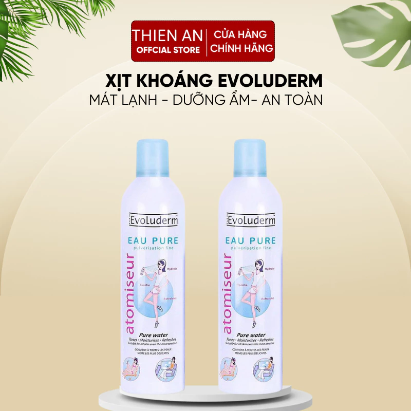 Nước Xịt khoáng Evoluderm Atomiseur Eau Pure chính hãng dưỡng ẩm, làm dịu da 400ml