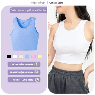 Áo croptop Choobe ba lỗ nữ cổ tròn cotton sát nách không tay kiểu ôm dáng lửng body tank top vải thun co giãn tốt A55