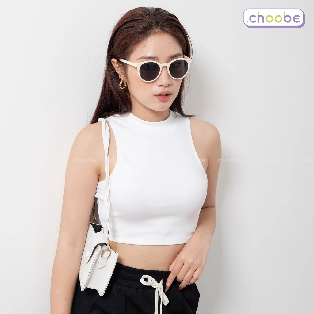 Áo croptop ba lỗ nữ cổ cao cotton sát nách không tay kiểu ôm bó sát nam nữ