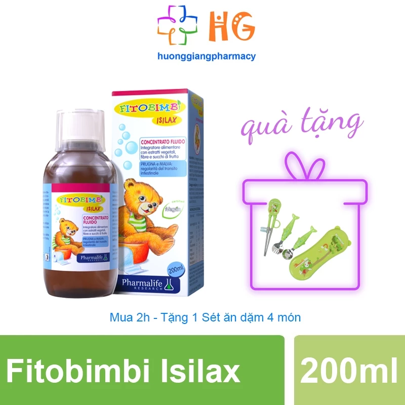 Fitobimbi Isilax Giảm táo bón Cải thiện tiêu hóa kém khó tiêu cho bé Bổ sung chất xơ Ổn định đường ruột Chai 200ml