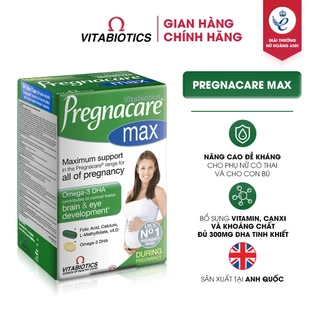 Viên Uống Cho Phụ Nữ Mang Thai & Cho Con Bú Vitabiotics PREGNACARE Max Bổ Sung Canxi, Acid Folic Và Omega – 3, 84 Viên