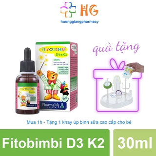 Fitobimbi D3 K2 Bổ sung vitamin D3K2 cho bé Hấp thu canxi tối đa giúp xương răng chắc khỏe Lọ 30ml