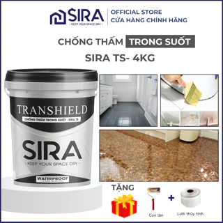 Keo sơn trong suốt chống thấm - (4KG) Chống thấm nhà vệ sinh, nền gạch men, nội thất gỗ, ngoại thất trang trí SIRA TS