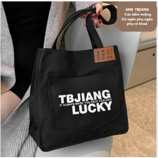 Túi tote túi vải canvas tap ABC phong cách Hàn quốc, có ngăn phụ thời trang ulzzang đi học đi chơi du lịch BLHL